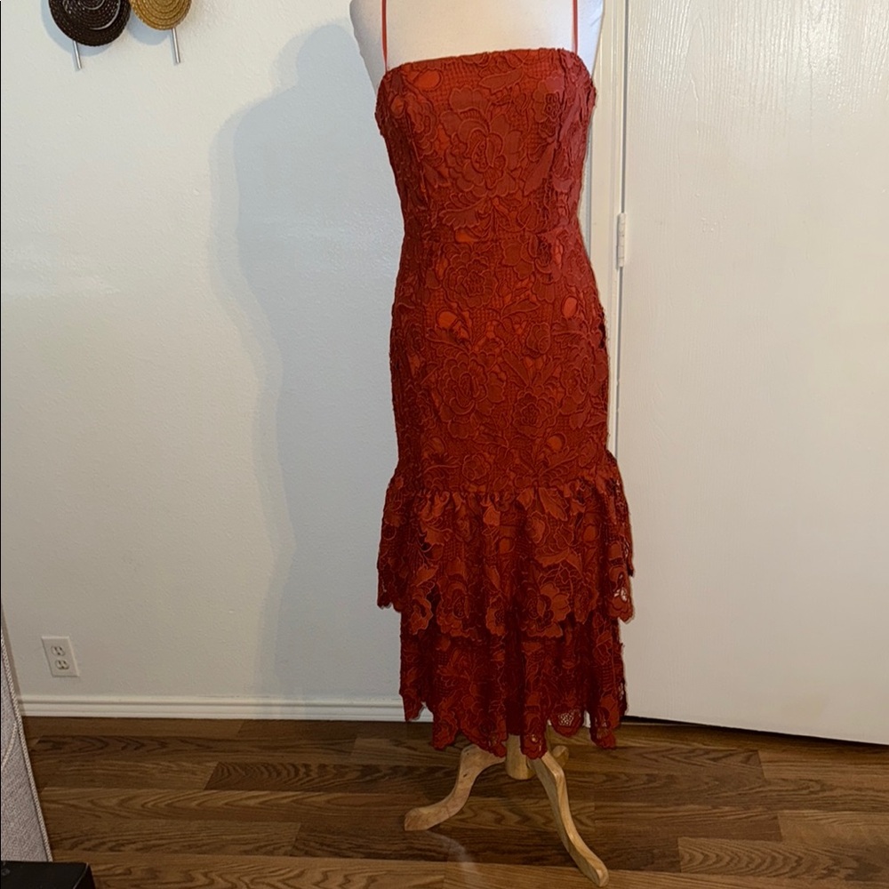 Mestiza Elegant Lace Spaghetti Strap Dress. Sz 8
